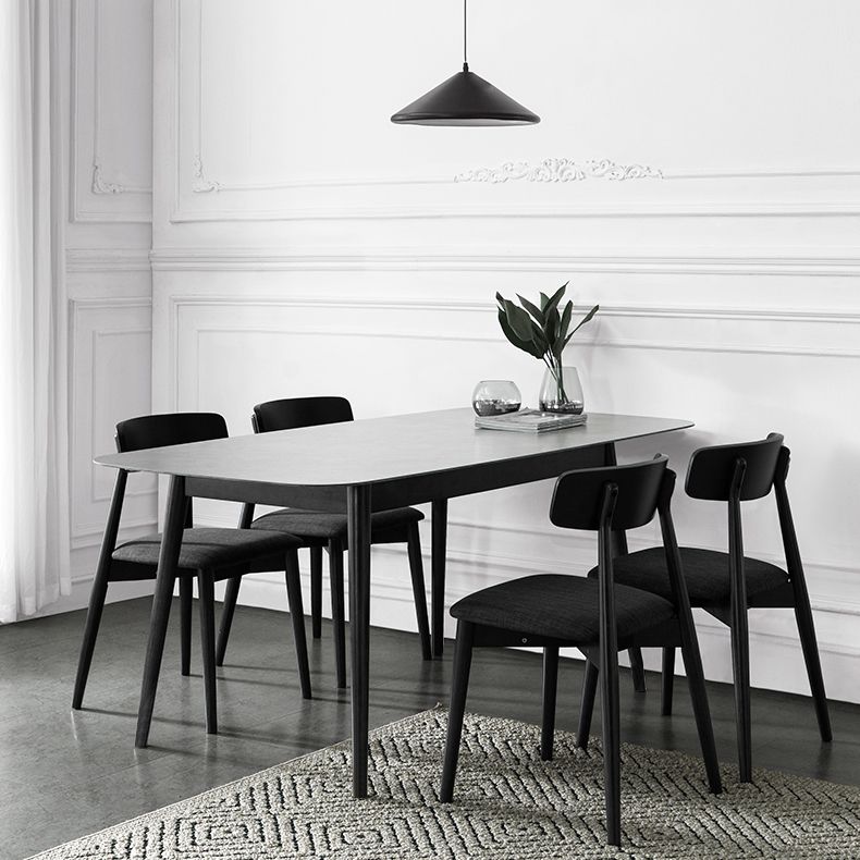 Tavolo da pranzo rettangolare in pietra grigio in stile moderno per cucina