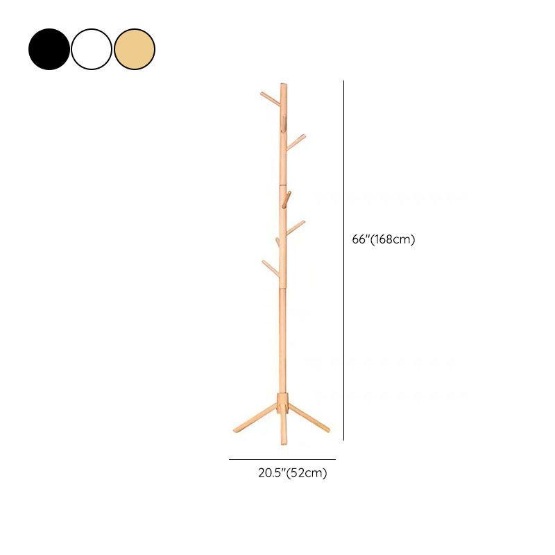 Support de manteau moderne à manteau moderne en bois massif avec crochets de manteau