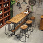 Rechteckiges Massivholz-Bartisch-Set, industrieller 1/4/7-teiliger Thekentisch mit Hockern