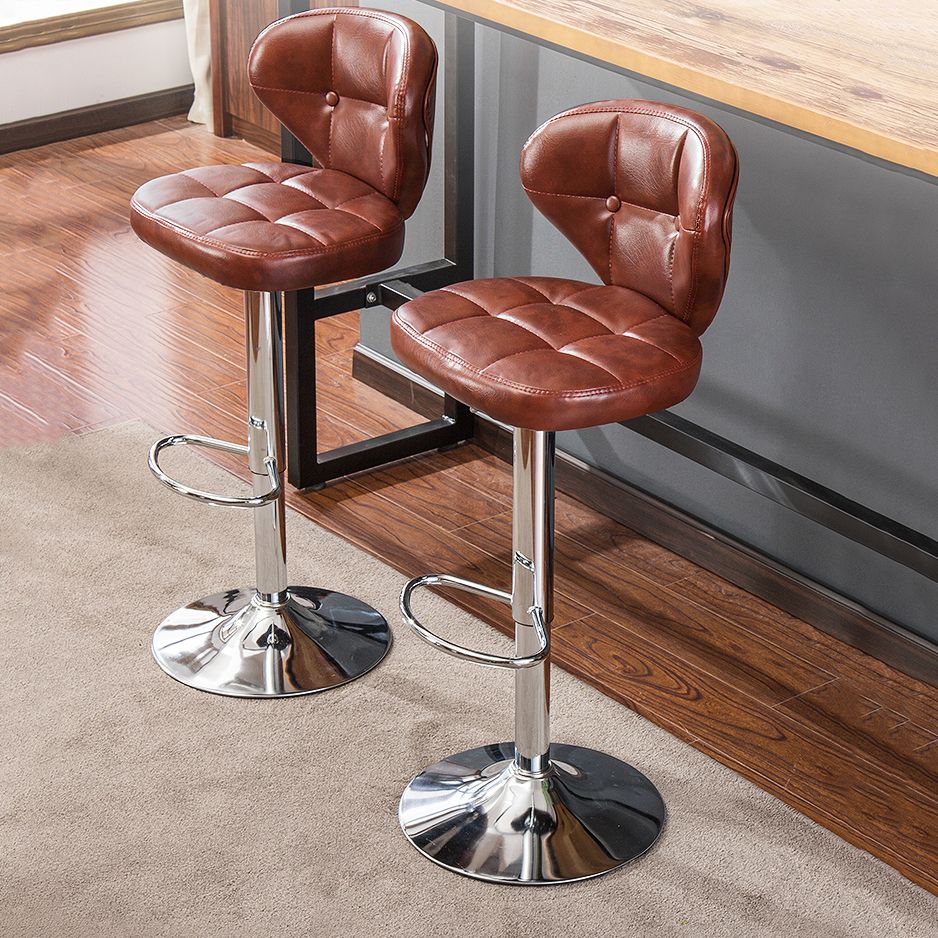 Contemporary Adjustable Bar and Counter Stool Low Back Leather Stool with Pedestal Base Clearhalo 'Bar Furniture' 'Bar Stools' 'bar_stools' 'furn' 'furn_bar_stools' 'Furniture' 'furniture_bar_stools' 'Kitchen & Dining Furniture' 1200x1200_c9317420-4cb6-407f-adf0-456ffb12a9cf