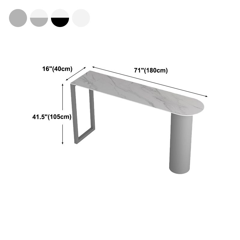 Round Corners Stone Top Bar Table Metal Base Pub Table for Kitchen Clearhalo 'Bar Furniture' 'Bar Tables' 'bar_tables' 'furn' 'furn_bar_tables' 'Furniture' 'furniture_bar_tables' 'Kitchen & Dining Furniture' 'kitchen&dining_furn' 'kitchen' 1200x1200_c932058e-7785-45bf-b24b-0df3bdc56947