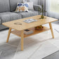 Contemporary Rectangle Wooden Coffee Table with Shelf and 4 Solid Wood Legs