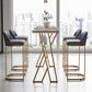 Glam Sintered Stone 1/2/5 Pieces Bar Table Set Rectangle Bar Table with Metal Legs