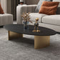 Oval Slate Coffee Table Glam 2 Legs Coffee Cocktail Table, 15.74" High Clearhalo 'Coffee & Accent Tables' 'Coffee Tables' 'coffee_tables' 'furn' 'furn_coffee_tables' 'Furniture' 'Living Room Furniture' 1200x1200_c9393b9a-0186-4ab1-9e03-dfb55ae2a636