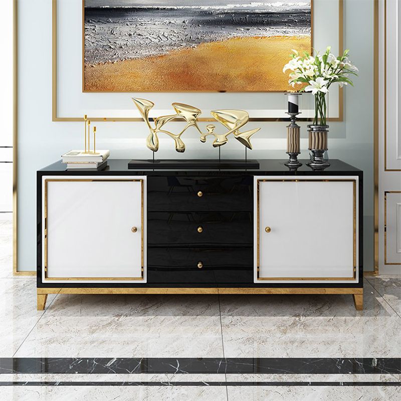 Glam Sideboard Buffet 3 cassetti e 2 mobili porte Sideboard specchio