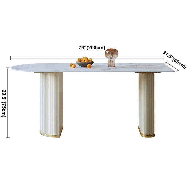Contemporary Dining Table Sintered Stone Dining Table with Double Pedestal for Dining Clearhalo ' dining_table' 'Dining Tables & Seating' 'Dining Tables' 'Furniture' 'furniture_dining_table' 'Kitchen & Dining Furniture' 'kitchen&dining_furn' 'kitchen' 'kitchen_dining_table' 1200x1200_c93aaa5c-aeae-4c0d-b724-80bad695ce60