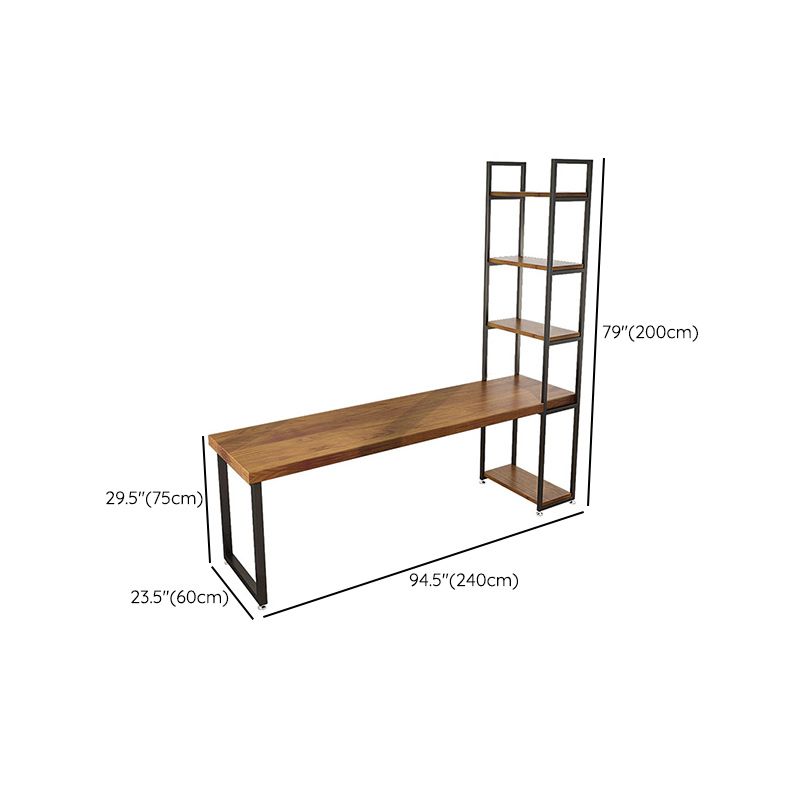 Scrivania in legno massello marrone industriale gambe in metallo da ufficio
