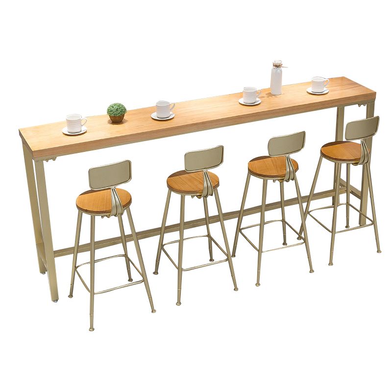 Light Brown Modern Style Bar Table in Solid Wood and Iron Table Milk Tea Shop Bar Table Clearhalo 'Bar Furniture' 'Bar Tables' 'bar_tables' 'furn' 'furn_bar_tables' 'Furniture' 'furniture_bar_tables' 'Kitchen & Dining Furniture' 1200x1200_c93b1115-db93-4c65-ae8f-dffba8c33a72