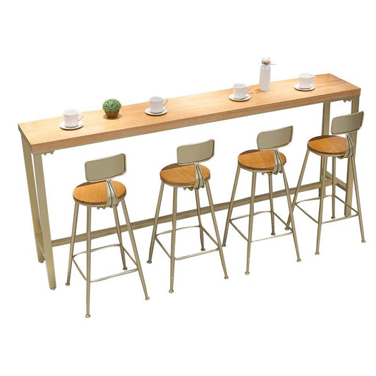 Light Brown Modern Style Bar Table in Solid Wood and Iron Table Milk Tea Shop Bar Table Clearhalo 'Bar Furniture' 'Bar Tables' 'bar_tables' 'furn' 'furn_bar_tables' 'Furniture' 'furniture_bar_tables' 'Kitchen & Dining Furniture' 1200x1200_c93b1115-db93-4c65-ae8f-dffba8c33a72