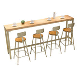 Light Brown Modern Style Bar Table in Solid Wood and Iron Table Milk Tea Shop Bar Table Clearhalo 'Bar Furniture' 'Bar Tables' 'bar_tables' 'furn' 'furn_bar_tables' 'Furniture' 'furniture_bar_tables' 'Kitchen & Dining Furniture' 1200x1200_c93b1115-db93-4c65-ae8f-dffba8c33a72