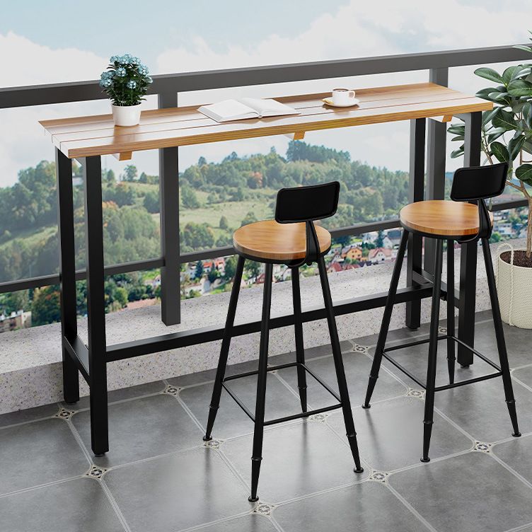 Industrial Bar Dining Table Solid Wood Bar Dining Table with Trestle Base Clearhalo 'Bar Furniture' 'Bar Tables' 'bar_tables' 'furn' 'furn_bar_tables' 'Furniture' 'furniture_bar_tables' 'Kitchen & Dining Furniture' 1200x1200_c93b7ded-1d49-420a-bdef-18ce95745ef6