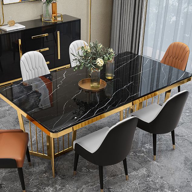 Traditional Luxury Style Dining Table Rectangle Sintered Stone Table with Gold Frame Clearhalo ' dining_table' 'Dining Tables & Seating' 'Dining Tables' 'furn' 'furn_dining_table' 'Furniture' 'furniture_dining_table' 'Kitchen & Dining Furniture' 'kitchen&dining_furn' 'kitchen' 'kitchen_dining_table' 1200x1200_c93e85ab-a3e8-4710-a273-cbe3dc0c4786