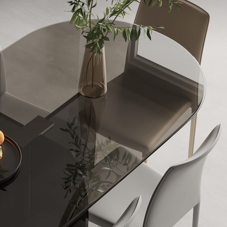 Modern Transparent Gray Glass Desktop Ellipse Dining Table for Dining Room Clearhalo 'Dining Tables & Seating' 'Dining Tables' 'dining_table' 'furn' 'furn_dining_table' 'Furniture' 'Kitchen & Dining Furniture' 1200x1200_c93f0fa3-ec70-4c01-9883-864344cb1ae6