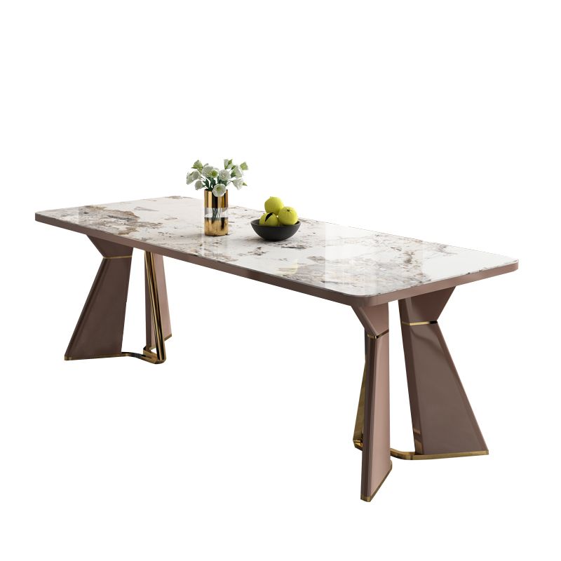 Glam Style Eetkamertafel Stenen Rechthoekige Eettafel in Wit