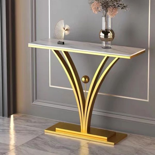 Mesa de sofá de la consola de piedra contemporánea Mesa de metal rectangular para el pasillo