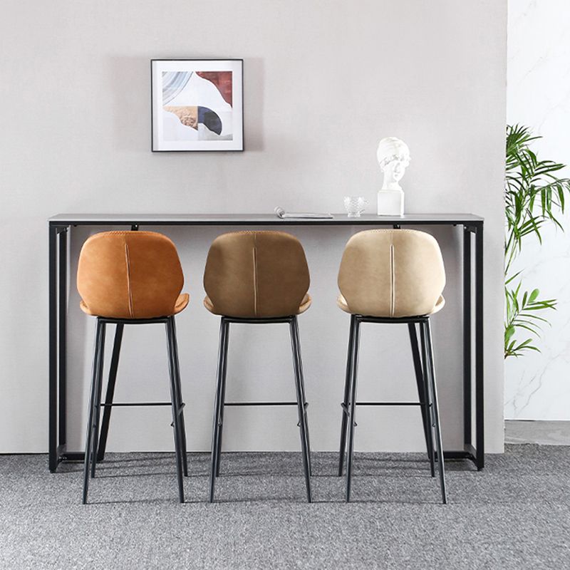 Industrial Grey Stone Pub Bar Table Indoor Iron Bar Dining Table with Double Pedestal Clearhalo 'Bar Furniture' 'Bar Tables' 'bar_tables' 'furn' 'furn_bar_tables' 'Furniture' 'furniture_bar_tables' 'Kitchen & Dining Furniture' 1200x1200_c9410b73-40ff-47b2-9f69-679b6032bf2e