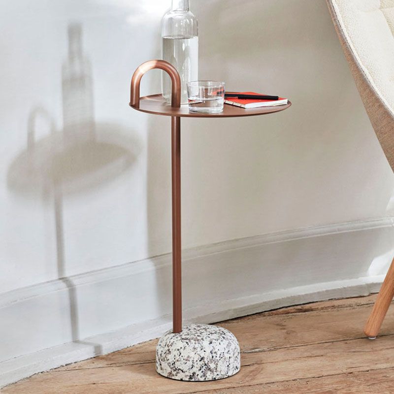 27,75 "de haut de table ronde en acier rond Tableau de la table de piédestal en pierre