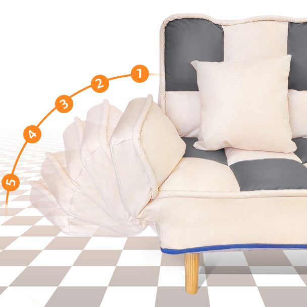 Convertible Leather Sofa Living Room Rolled Arm Loveseat with Pillows