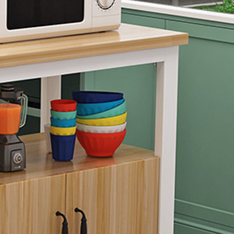 MDF y mesa de cocina de acero con gabinetes de almacenamiento carro de cocina con base negra/blanca