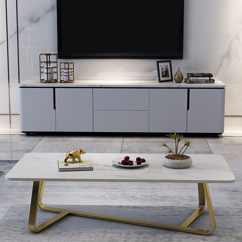 Glam Stop Top Coffee Table with Iron Cross Legs for Living Room Clearhalo 'Coffee & Accent Tables' 'Coffee Tables' 'coffee_tables' 'furn' 'furn_coffee_tables' 'Furniture' 'Living Room Furniture' 1200x1200_c9457c12-dfd6-4967-b8d2-6c2f34668ab2