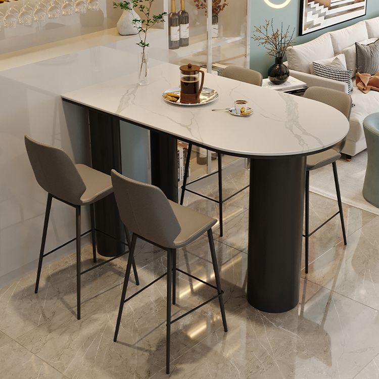 Glam Iron Bar Dining Table with White Stone Top Indoor Bistro Table Clearhalo 'Bar Furniture' 'Bar Tables' 'bar_tables' 'furn' 'furn_bar_tables' 'Furniture' 'furniture_bar_tables' 'Kitchen & Dining Furniture' 1200x1200_c9479e2f-360b-45fe-ba97-55d89902c544