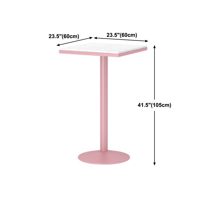 Industrial Style Pink Bar Table Marble White 23.6"W Top Indoor Bistro Table Clearhalo 'Bar Furniture' 'Bar Tables' 'bar_tables' 'furn' 'furn_bar_tables' 'Furniture' 'furniture_bar_tables' 'Kitchen & Dining Furniture' 'kitchen&dining_furn' 'kitchen' 1200x1200_c948891a-945a-45bd-b731-0aecc2960065