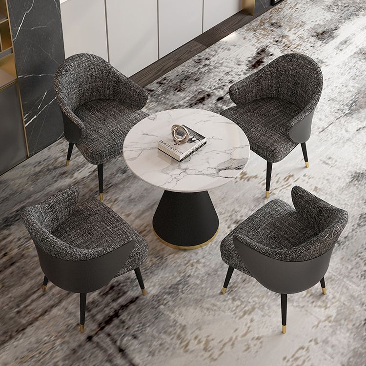 Glam Sintered Stone Dining Room Set with Round Table and Black Leg Dining Table Furniture Clearhalo 'Dining Room Sets' 'Dining Tables & Seating' 'dining_room_set' 'furn' 'furn_dining_room_set' 'Furniture' 'furniture_dining_room_set' 'Kitchen & Dining Furniture' 'kitchen&dining_furn' 'kitchen' 1200x1200_c948b067-0871-4d11-8fee-b0773f2b20cf