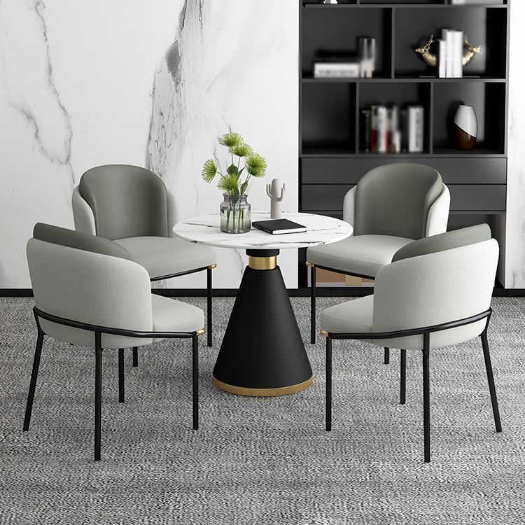 Glam Round Dinette Set 1/2/4/5 Pieces Black Dining Table Set with White Sintered Stone Top Clearhalo 'Dining Room Sets' 'Dining Tables & Seating' 'dining_room_set' 'furn' 'furn_dining_room_set' 'Furniture' 'furniture_dining_room_set' 'Kitchen & Dining Furniture' 1200x1200_c94a0646-02b1-40dc-b8d4-5a9d7e57a382