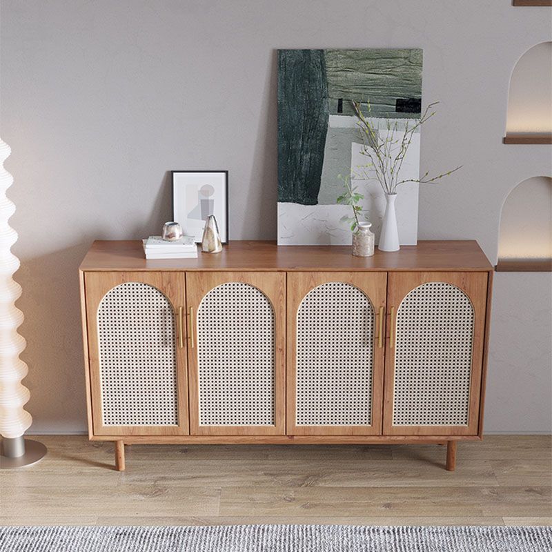 Sidebore di vimini marroni contemporanei Sideboard tavolo a buffet in legno massiccio per soggiorno