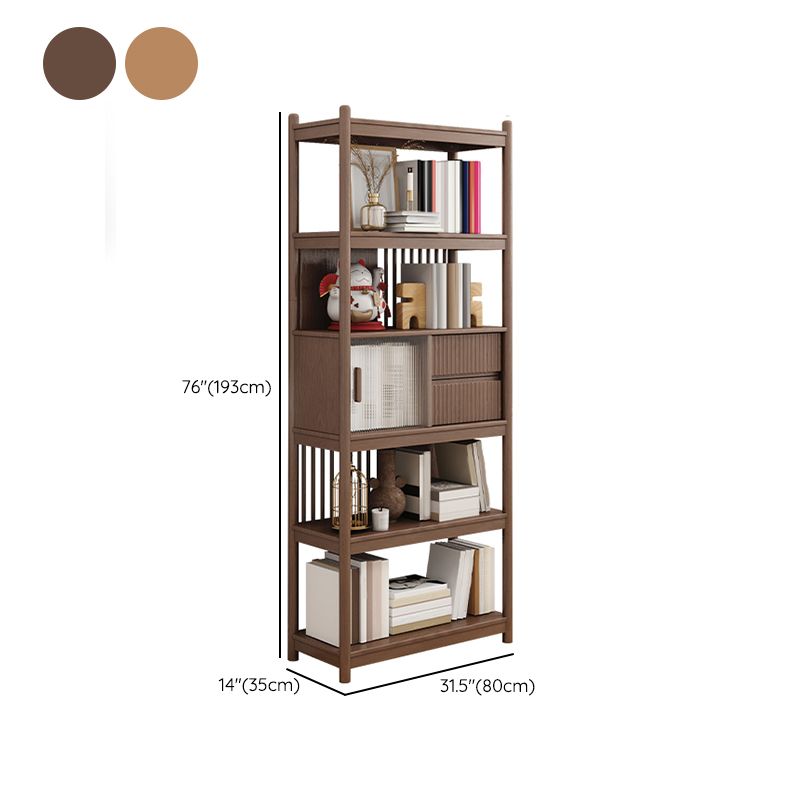 Armoire en verre brune / naturel, armoire moderne en bois massif du milieu du siècle