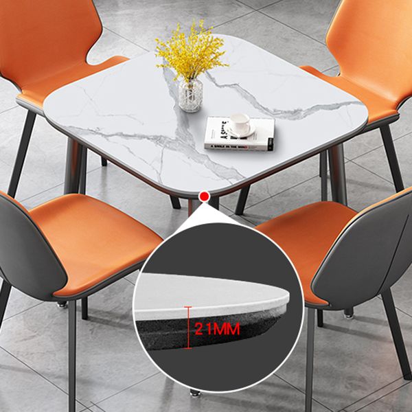 Modern Sintered Stone Dinner Table 4 Legs 31.2" Dining Table with Black Frame Clearhalo ' dining_table' 'Dining Tables & Seating' 'Dining Tables' 'furn' 'furn_dining_table' 'Furniture' 'furniture_dining_table' 'Kitchen & Dining Furniture' 'kitchen&dining_furn' 'kitchen' 'kitchen_dining_table' 1200x1200_c94c6672-c1b5-4bf0-baeb-a52077edcad9
