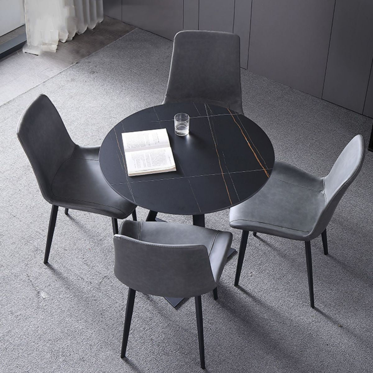 Luxury Sintered Stone Dining Table Single Pedestal Base Round Table for Home Clearhalo ' dining_table' 'Dining Tables & Seating' 'Dining Tables' 'furn' 'furn_dining_table' 'Furniture' 'furniture_dining_table' 'Kitchen & Dining Furniture' 'kitchen&dining_furn' 'kitchen' 'kitchen_dining_table' 1200x1200_c94e2c75-aa11-4066-b7fd-beeacd4ad52f