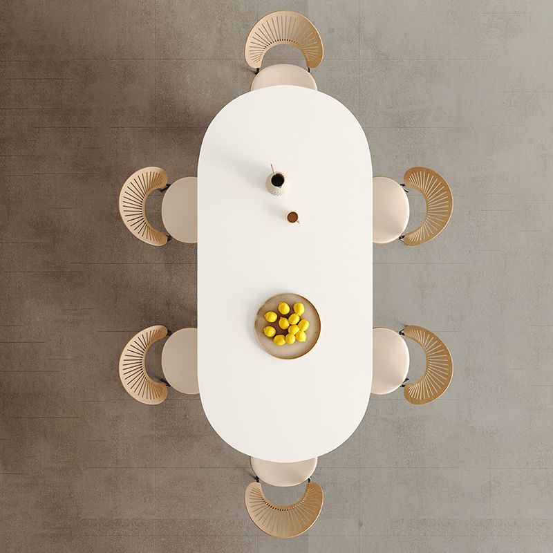 White Oval Dining Table Stone Top Dining Table with Double Pedestal Clearhalo 'Dining Tables & Seating' 'Dining Tables' 'dining_table' 'furn' 'furn_dining_table' 'Furniture' 'Kitchen & Dining Furniture' 1200x1200_c94e310e-cffc-4e17-9f54-e567466ef662