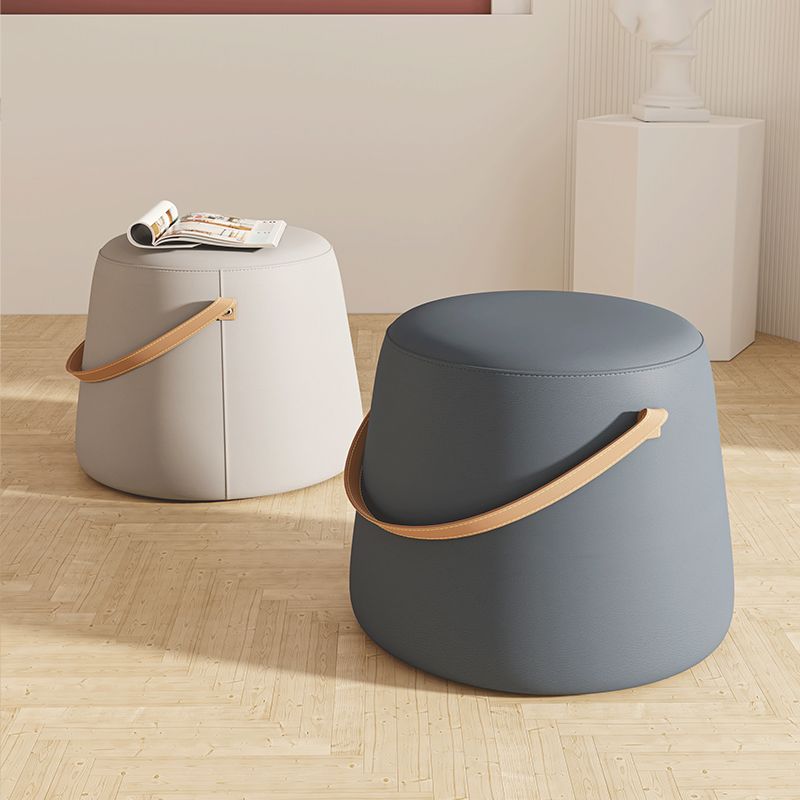 Stylish Round Ottoman Pure Color Faux Leather Water Resistant Standard Ottoman Clearhalo 'furn' 'furn_ottomans_poufs' 'Furniture' 'Living Room Furniture' 'Ottomans & Poufs' 'ottomans_poufs' 1200x1200_c94eeb90-69ed-4be3-8f31-62006a2f0dc9