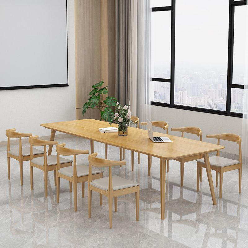 Rectangle 4 Legs Minimalist Table Wood Color Fixed Table of Solid Wood Clearhalo ' dining_table' 'Dining Tables & Seating' 'Dining Tables' 'furn' 'furn_dining_table' 'Furniture' 'furniture_dining_table' 'Kitchen & Dining Furniture' 'kitchen&dining_furn' 'kitchen' 'kitchen_dining_table' 1200x1200_c94f438f-d176-4f8a-9a1c-6a388ef4f2df
