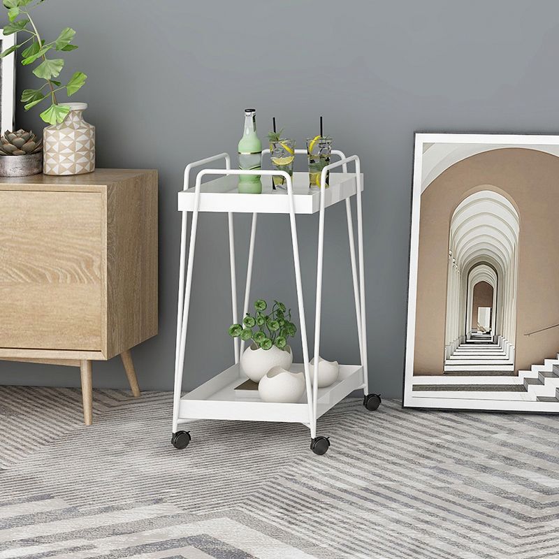 Mesa de esquina cuadrada de mediados de siglo Bandeja de metal de la bandeja de metal Topil final con almacenamiento