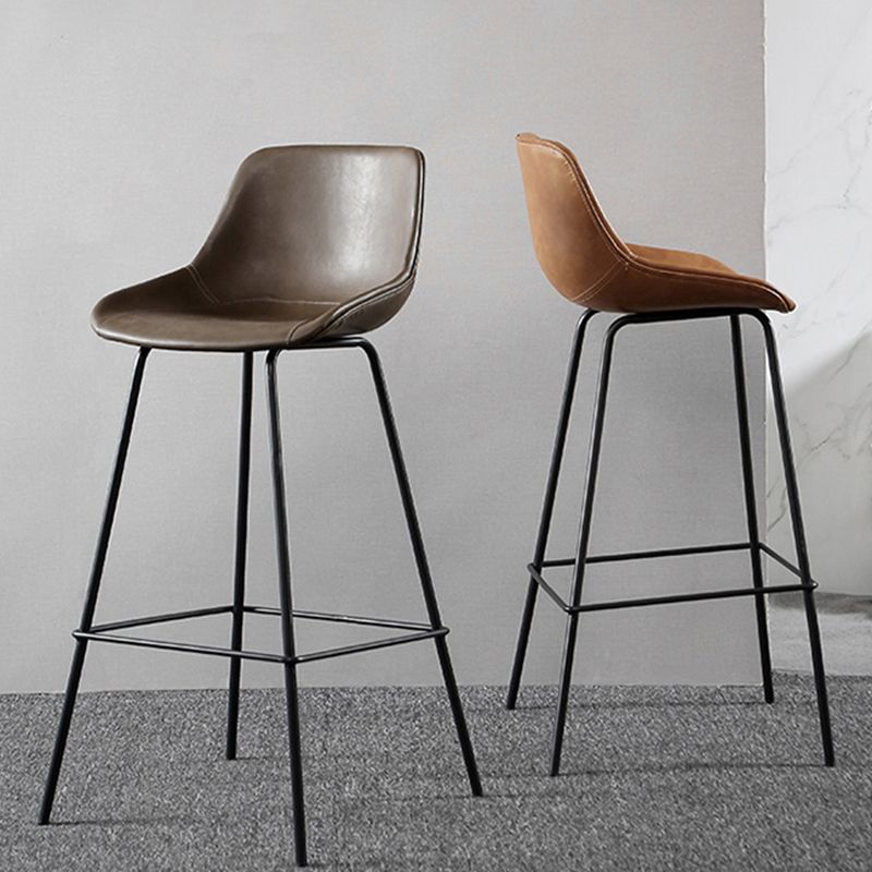 Metal Legs Bucket Bar Stool Industrial Faux Leather Armless Counter Stool Clearhalo 'Bar Furniture' 'Bar Stools' 'bar_stools' 'furn' 'furn_bar_stools' 'Furniture' 'Kitchen & Dining Furniture' 1200x1200_c950e7f6-d1f4-4330-9745-0071a5ccc8f8