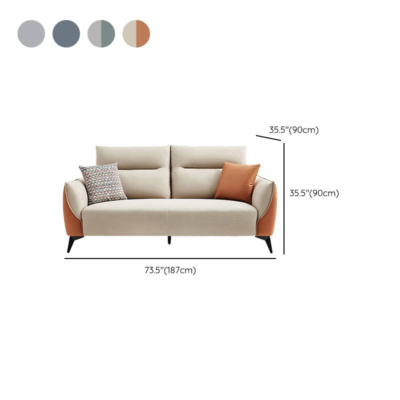 Contemporary Solid Color Sewn Pillow Back Sofa For Living Room