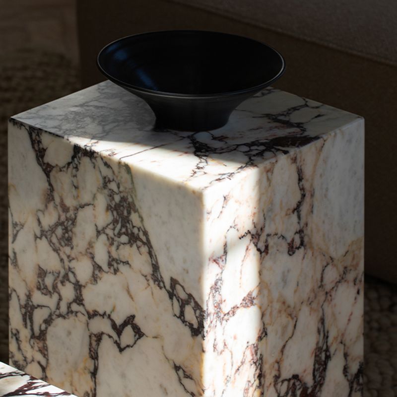 Contemporary Style Side Table Stone Block End Table for Living Room ...