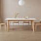 Set da pranzo rettangolare da 1/3/4/5 pezzi Tavolo da pranzo con piano in pietra sinterizzata con base in legno