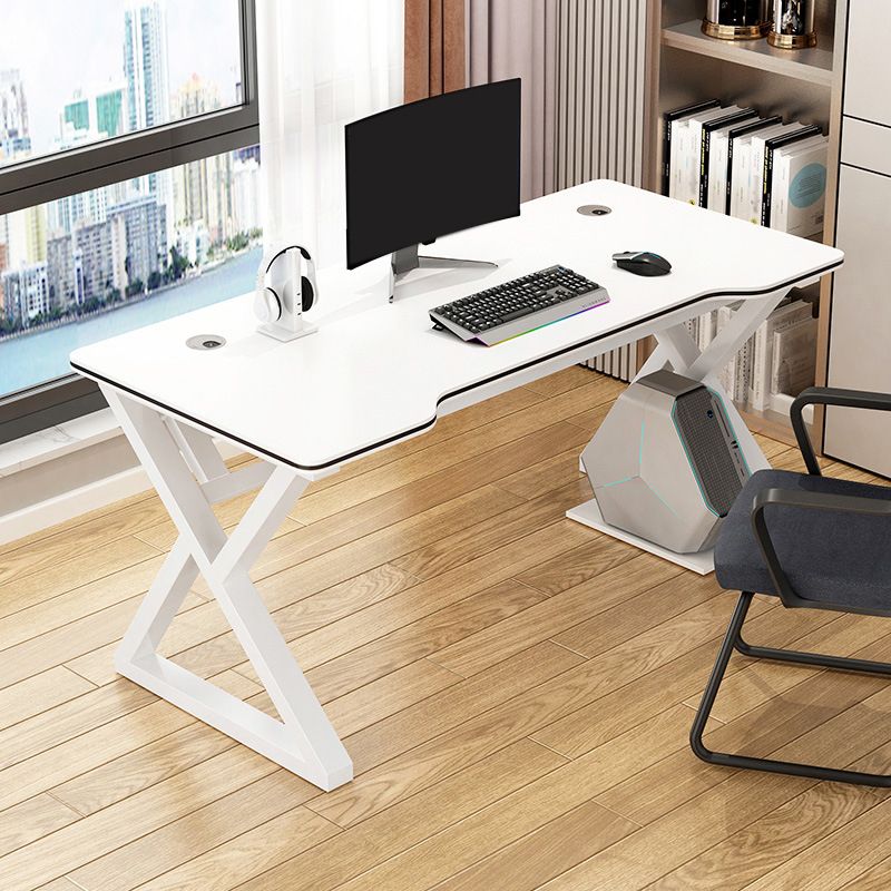 Contemporary Free Form Computer Desk Manufactured Wood Trestle Base Desk Clearhalo 'Furniture' 'furniture_office_desk' 'Office Desks' 'Office Furniture' 'office_desk' 1200x1200_c9553a90-54a1-48a2-9b79-54a0d62d484d