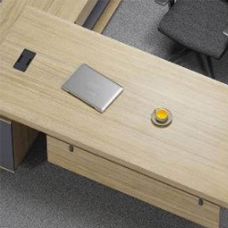 Wooden Writing Desk Natural L-Shape with Drawer Executive Desk Cable Management Clearhalo 'furn' 'furn_office_desk' 'Furniture' 'Office Desks' 'Office Furniture' 'office_desk' 1200x1200_c956188d-3a53-4beb-a2fc-6cb6f4d3c198