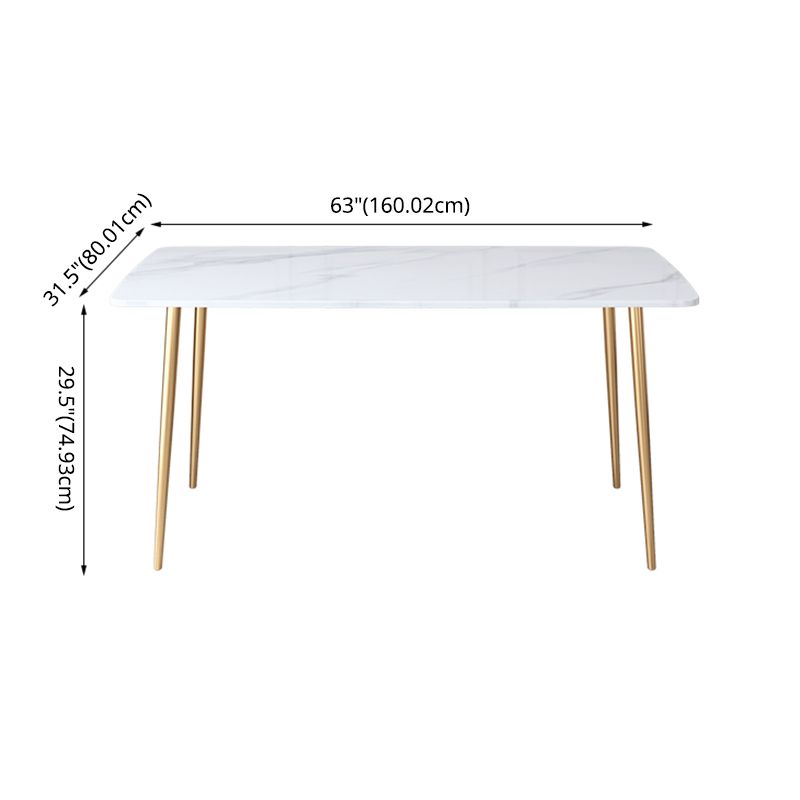 Scandinavian Style Sintered Stone Dining Table Set with Rectangle Table and Gold Legs Dining Set Clearhalo 'Dining Room Sets' 'Dining Tables & Seating' 'dining_room_set' 'furn' 'furn_dining_room_set' 'Furniture' 'furniture_dining_room_set' 'Kitchen & Dining Furniture' 'kitchen&dining_furn' 'kitchen' 1200x1200_c9565960-784c-4c8f-9cbd-18ccd10df937