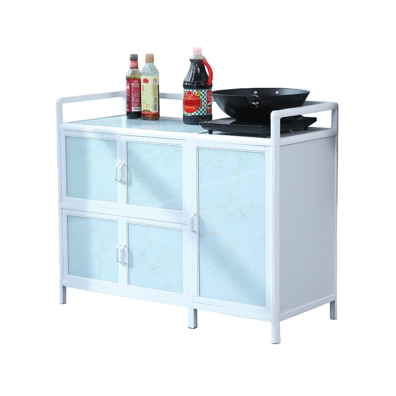 Modern Kitchen Metal Buffet/Console Cabinets Doors Dining Server in White Clearhalo 'buffet_sideboard' 'Buffets & Sideboards' 'furn' 'furn_buffet_sideboard' 'Furniture' 'Kitchen & Dining Furniture' 1200x1200_c95a7ffa-1e41-4ed4-8004-9fd6ea740094