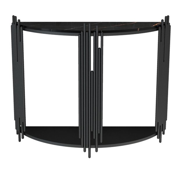 Tabla de acento de consola glamorosa Tabla de sofá de acabado antiguo con 2 estantes