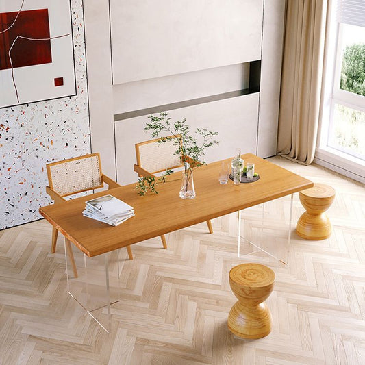 Tavolo da pranzo rettangolare moderno acrilico con doppio piedistallo