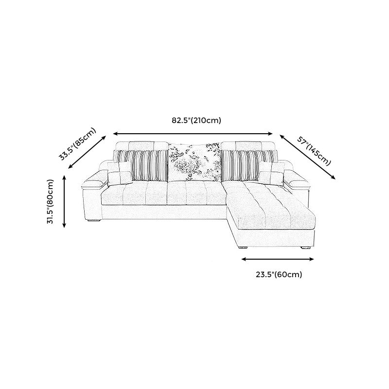 Sloped Arm Pillow Back Cushions Sofa and Chaise L-Shape Faux Leather Sectional Clearhalo 'furn' 'furn_sectionals' 'Furniture' 'furniture_sectionals' 'Living Room Furniture' 'Sectionals' 1200x1200_c95ee5e1-260e-4e9c-880c-da1255a06b85