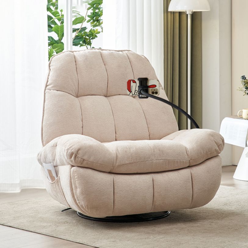 Contemporary Recliner Chair Swivel Rocker Metal Indoor Solid Color Side Pockets Clearhalo 'Chairs & Seating' 'furn' 'furn_recliners' 'Furniture' 'Living Room Furniture' 'Recliners' 1200x1200_c95fe59d-5099-41fc-bed0-d93d1f5c791a