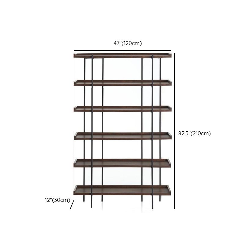 Wooden Standard Bookcase Industrial Open Back Bookshelf with Shelves Clearhalo 'Bookcases' 'furn' 'furn_bookcases' 'Furniture' 'Office Furniture' 1200x1200_c963421f-990d-42ad-8821-42a722ac197a