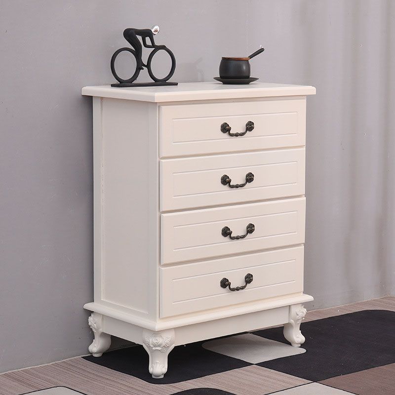 Modern Style White Wooden Chest Bedside Storage Chest with Multi Drawers